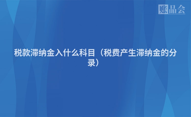 税款滞纳金入什么科目（税费产生滞纳金的分录）