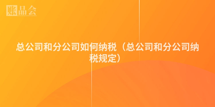 总公司和分公司如何纳税（总公司和分公司纳税规定）