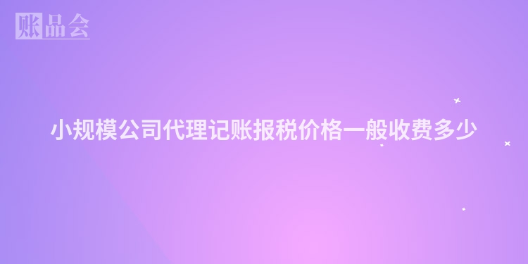 小规模公司代理记账报税价格一般收费多少