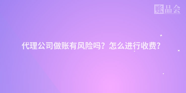 代理公司做账有风险吗？怎么进行收费？