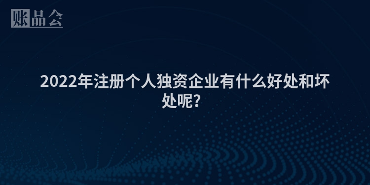 2022年注册个人独资企业有什么好处和坏处呢？