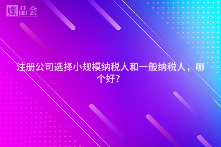 注册公司选择小规模纳税人和一般纳税人，哪个好？