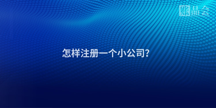 怎样注册一个小公司？