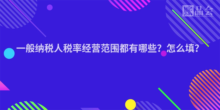 一般纳税人税率经营范围都有哪些？怎么填？