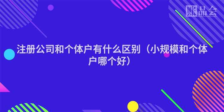 注册公司和个体户有什么区别(小规模和个体户哪个好)