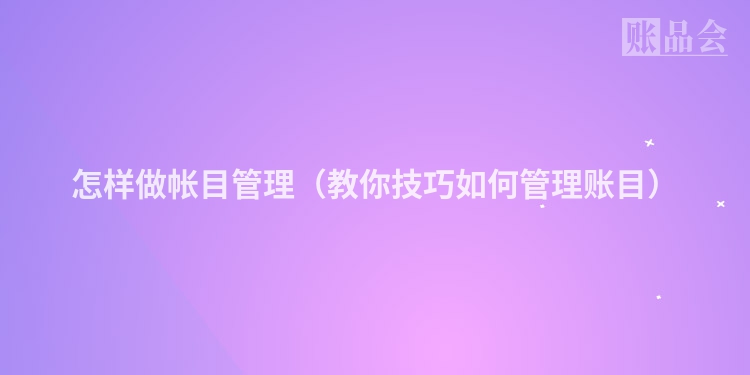 怎样做帐目管理（教你技巧如何管理账目）