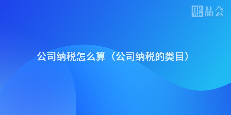 公司纳税怎么算（公司纳税的类目）