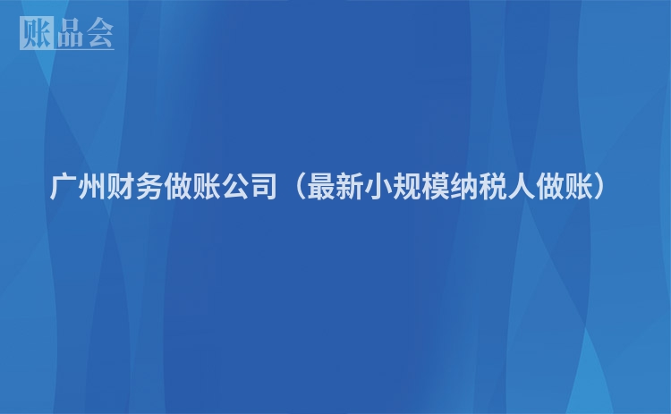 广州财务做账公司（最新小规模纳税人做账）