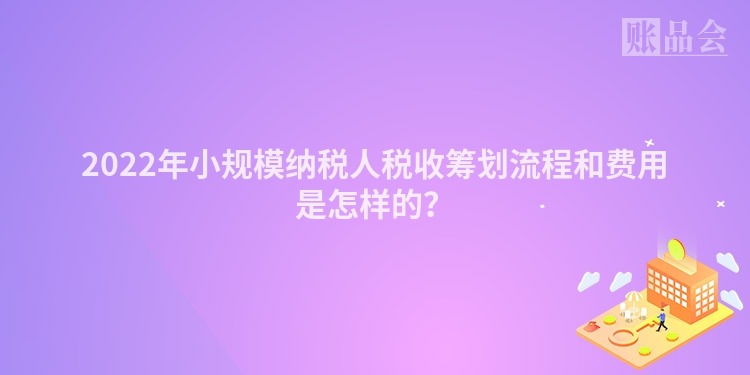 2022年小规模纳税人税收筹划流程和费用是怎样的？