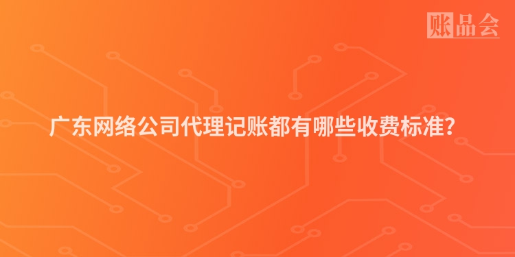 广东网络公司代理记账都有哪些收费标准？