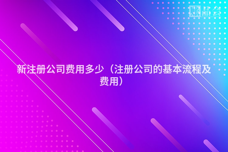 新注册公司费用多少（注册公司的基本流程及费用）