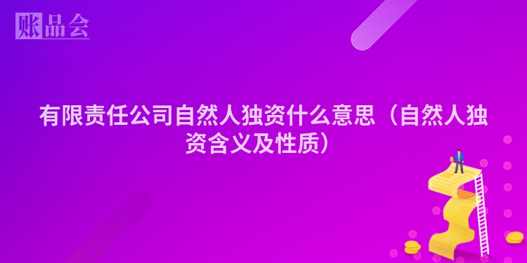 有限责任公司自然人独资什么意思（自然人独资含义及性质）