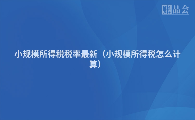 小规模所得税税率最新（小规模所得税怎么计算）