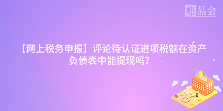 【网上税务申报】评论待认证进项税额在资产负债表中能提现吗？