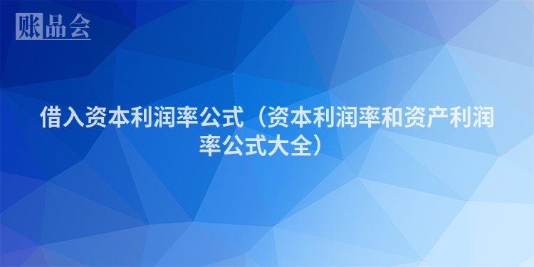 借入资本利润率公式（资本利润率和资产利润率公式大全）