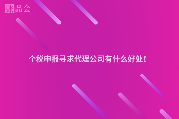 个税申报寻求代理公司有什么好处！