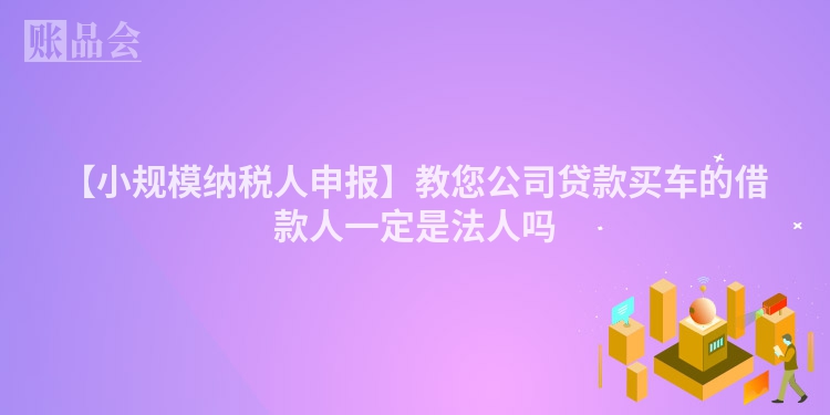 【小规模纳税人申报】教您公司贷款买车的借款人一定是法人吗