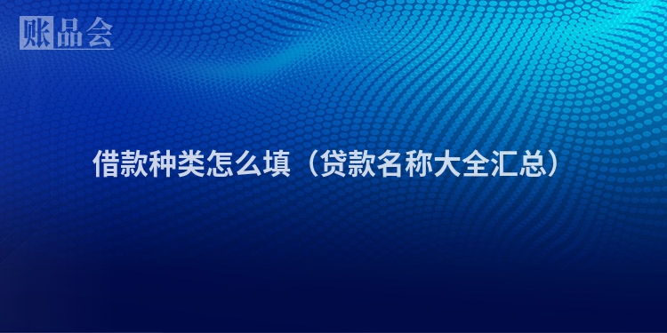 借款种类怎么填（贷款名称大全汇总）