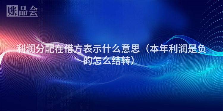 利润分配在借方表示什么意思（本年利润是负的怎么结转）