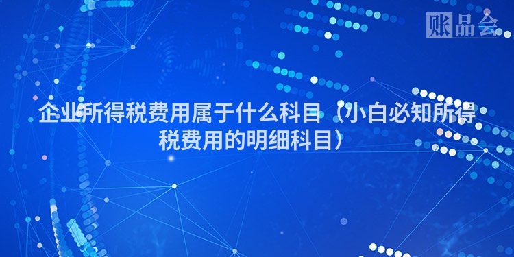 企业所得税费用属于什么科目（小白必知所得税费用的明细科目）