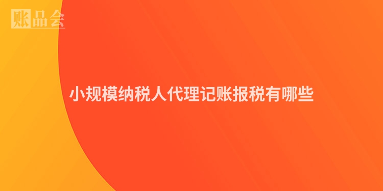 小规模纳税人代理记账报税有哪些