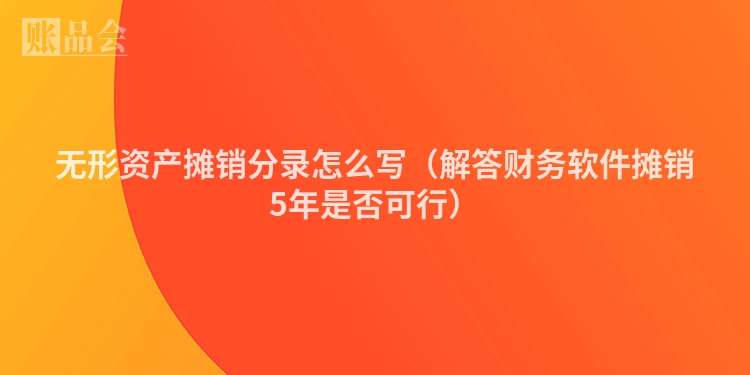 无形资产摊销分录怎么写（解答财务软件摊销5年是否可行）