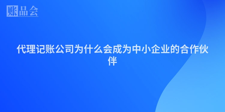 代理记账公司为什么会成为中小企业的合作伙伴