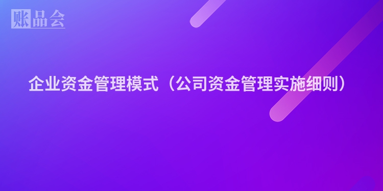 企业资金管理模式（公司资金管理实施细则）