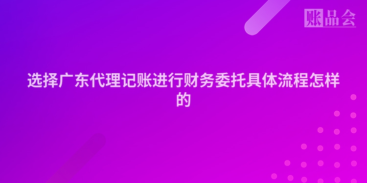 选择广东代理记账进行财务委托具体流程怎样的