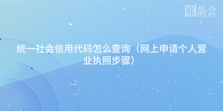 统一社会信用代码怎么查询（网上申请个人营业执照步骤）