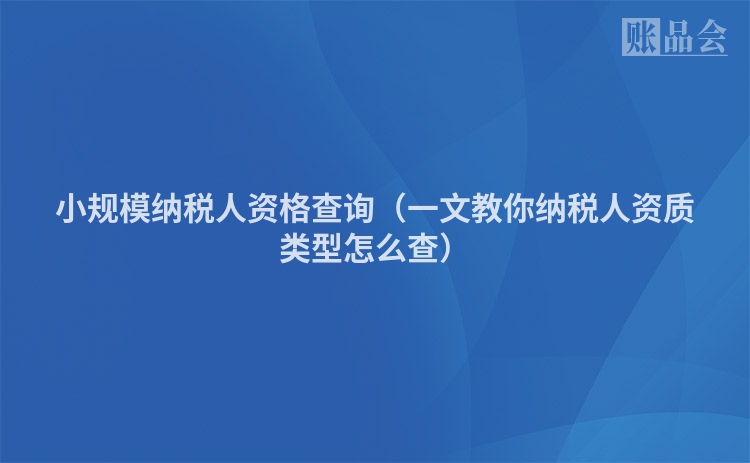 小规模纳税人资格查询（一文教你纳税人资质类型怎么查）