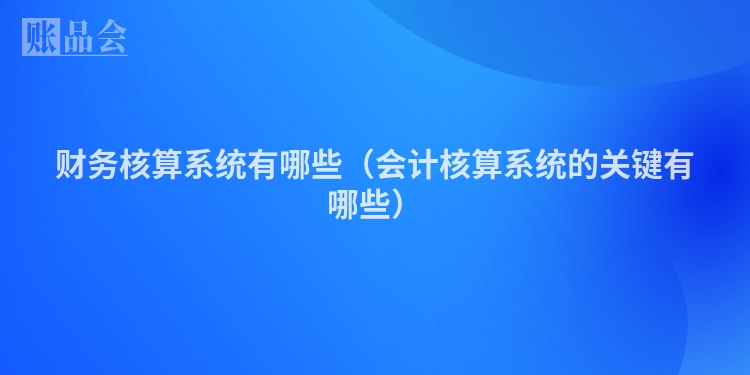财务核算系统有哪些（会计核算系统的关键有哪些）