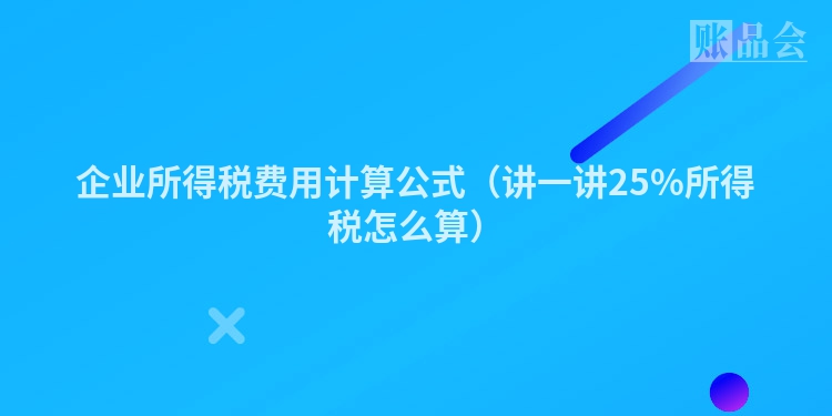 企业所得税费用计算公式（讲一讲25%所得税怎么算）