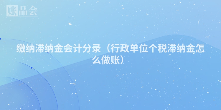 缴纳滞纳金会计分录（行政单位个税滞纳金怎么做账）