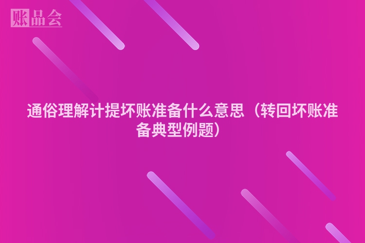 通俗理解计提坏账准备什么意思（转回坏账准备典型例题）