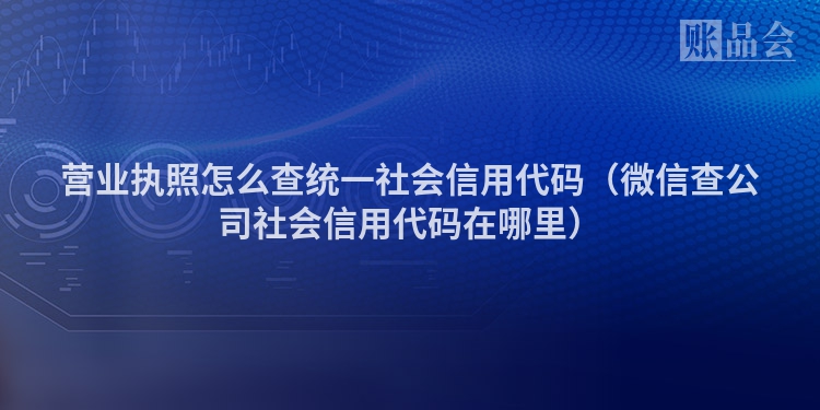 营业执照怎么查统一社会信用代码（微信查公司社会信用代码在哪里）