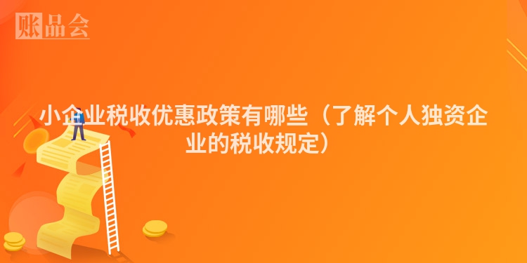 小企业税收优惠政策有哪些（了解个人独资企业的税收规定）