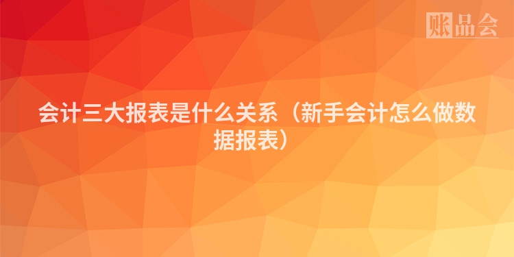 会计三大报表是什么关系（新手会计怎么做数据报表）
