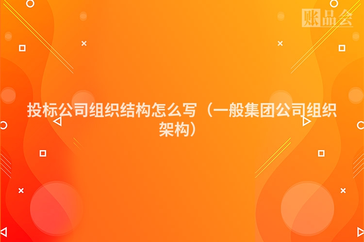 投标公司组织结构怎么写（一般集团公司组织架构）