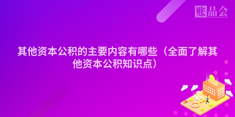 其他资本公积的主要内容有哪些（全面了解其他资本公积知识点）