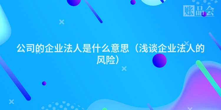 公司的企业法人是什么意思（浅谈企业法人的风险）