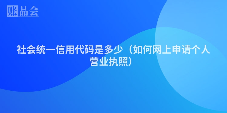 社会统一信用代码是多少（如何网上申请个人营业执照）
