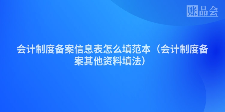 会计制度备案信息表怎么填范本（会计制度备案其他资料填法）