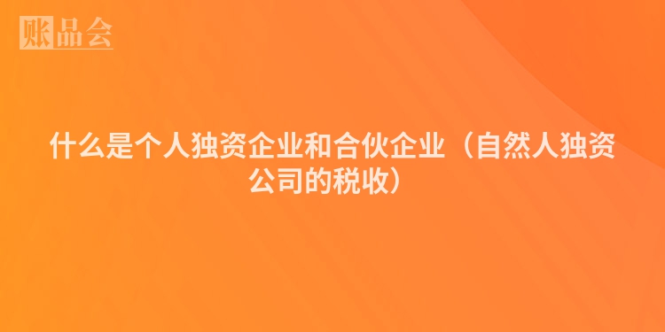 什么是个人独资企业和合伙企业（自然人独资公司的税收）