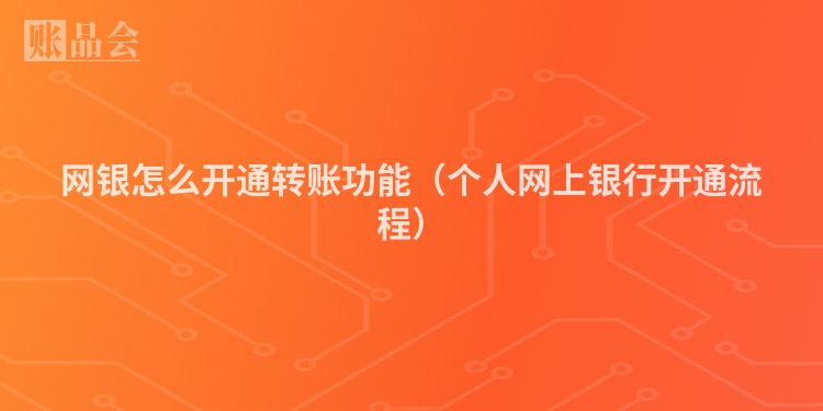 网银怎么开通转账功能（个人网上银行开通流程）