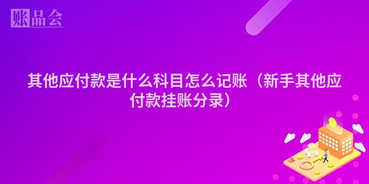 其他应付款是什么科目怎么记账（新手其他应付款挂账分录）