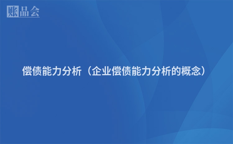 偿债能力分析（企业偿债能力分析的概念）