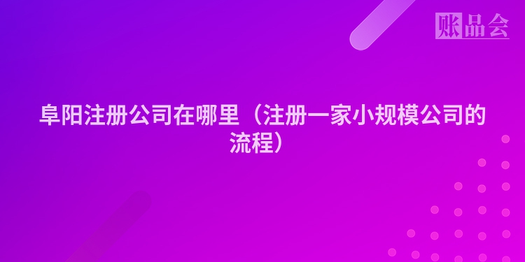 阜阳注册公司在哪里（注册一家小规模公司的流程）