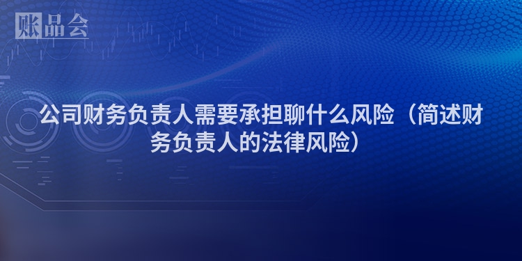 公司财务负责人需要承担聊什么风险（简述财务负责人的法律风险）