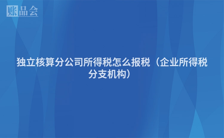 独立核算分公司所得税怎么报税（企业所得税分支机构）
